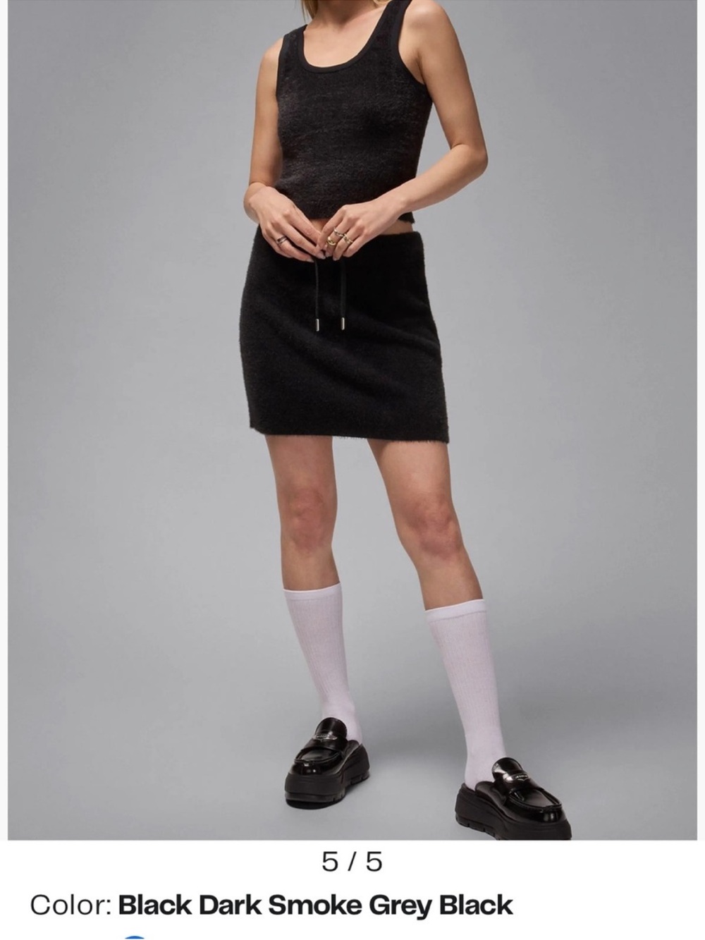 Air Jordan Plush Black Drawstring Mini Skirt NWT
